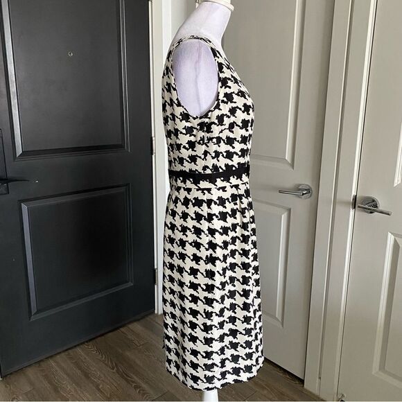 Kate Spade 100% Silk Black and White Houndstooth Preppy Sheath Dress Size 6 - Picture 3 of 10